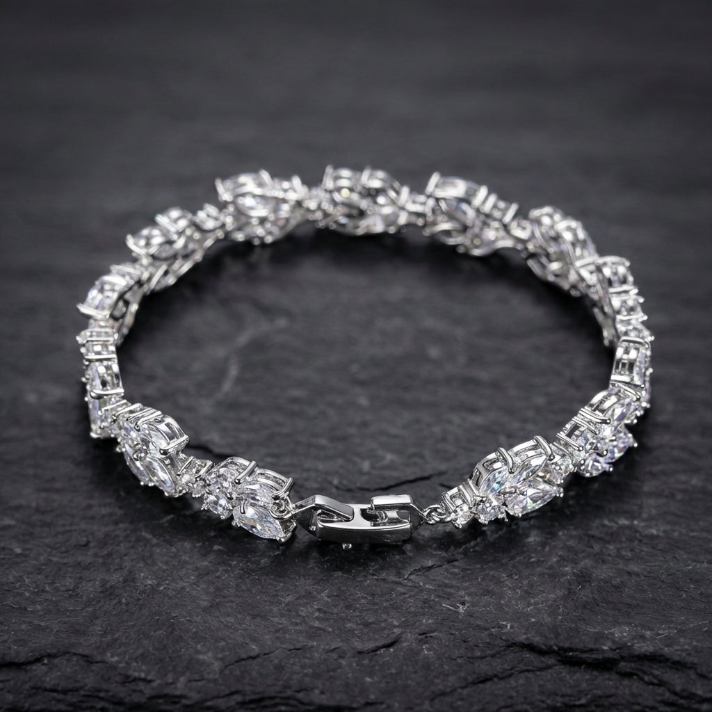 Vintage Sparkling Silver Chain Bracelet