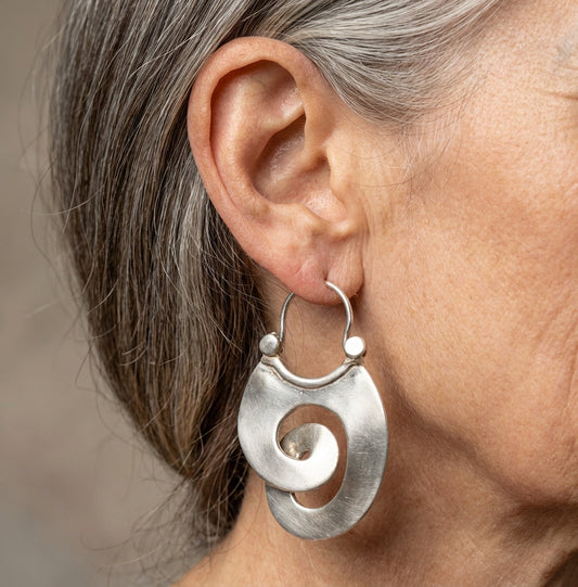 Spiral Dangle Silver Earrings