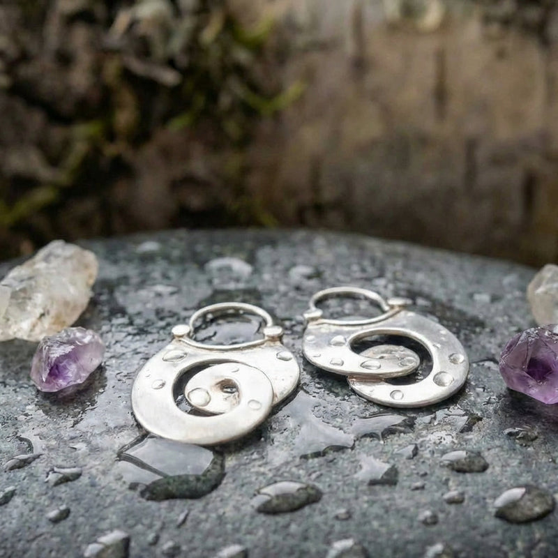 Vintage Spiral Dangle Silver Earrings