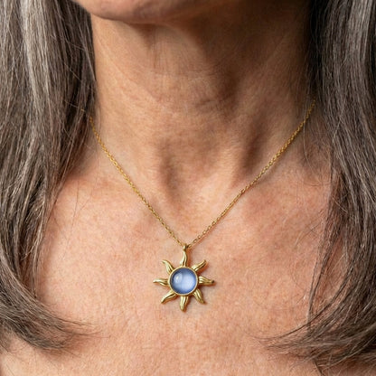 Vintage Sun Opal Pendant Necklace