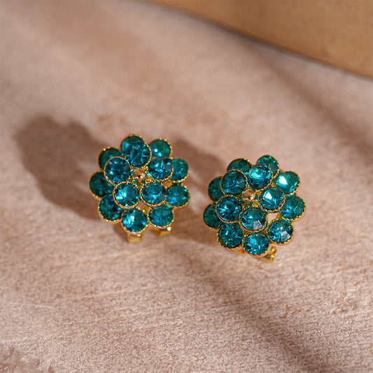 Vintage Teal Crystal Earrings