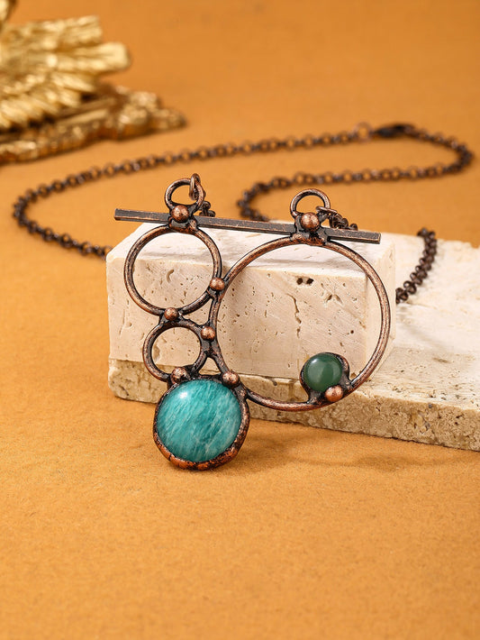 Vintage Turquoise Circle Necklace