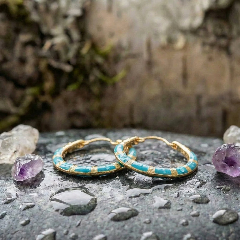 Vintage Turquoise Hoop Earrings