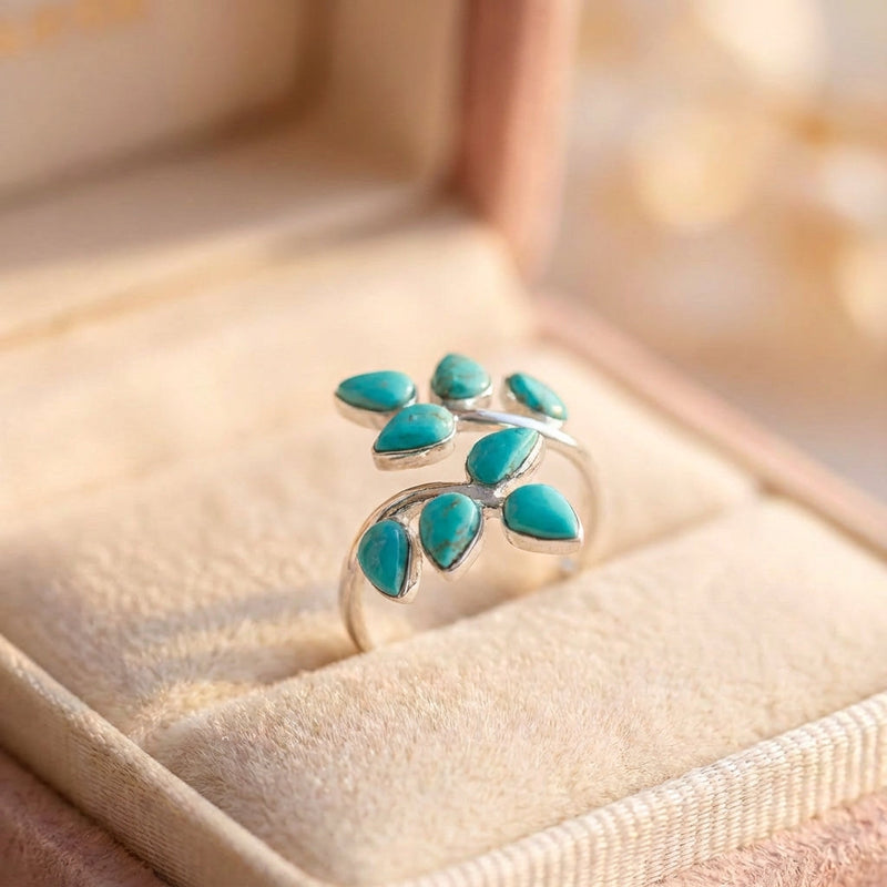 Vintage Turquoise Leaf Ring
