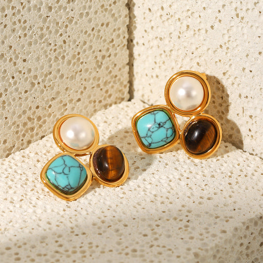 Vintage Turquoise Pearl Earrings