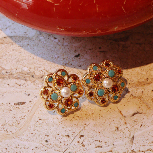 Vintage Turquoise Pearl Earrings