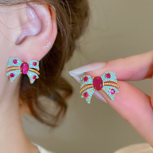 Vintage Turquoise Ruby Earrings