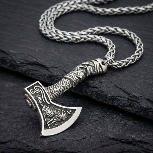 Vintage Viking Axe Pendant Necklace
