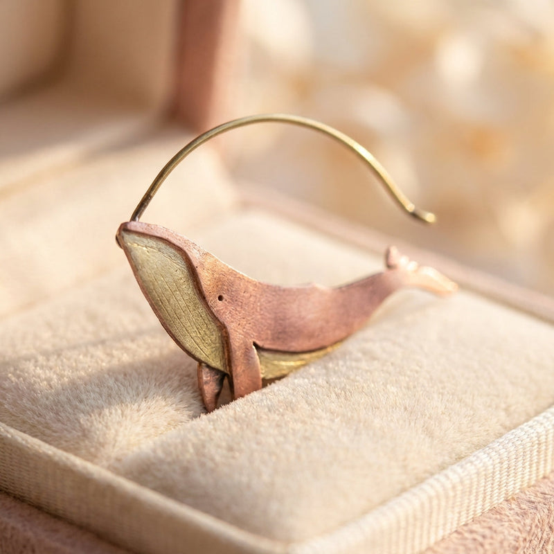 Vintage Whale Hoop Earrings