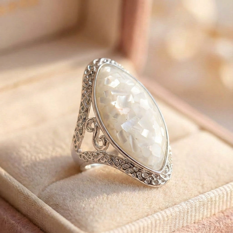 Vintage White Opal Silver Ring