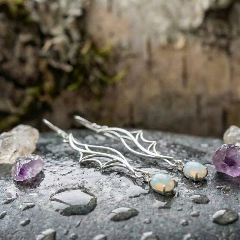 Vintage Wing Opal Earrings