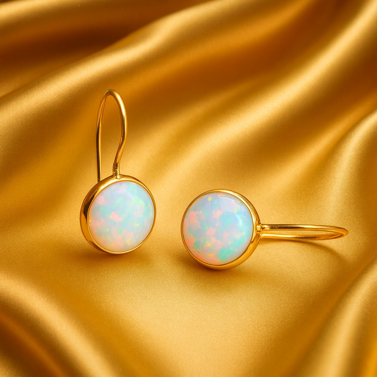 Gold Opal Stone Earrings