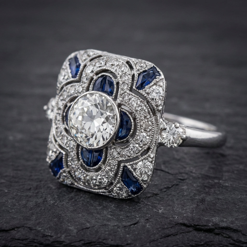 Vintage Silver Ring With Blue Zirconia