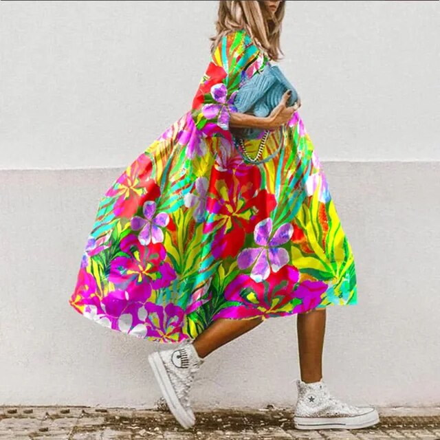 LD Florale midi-jurk