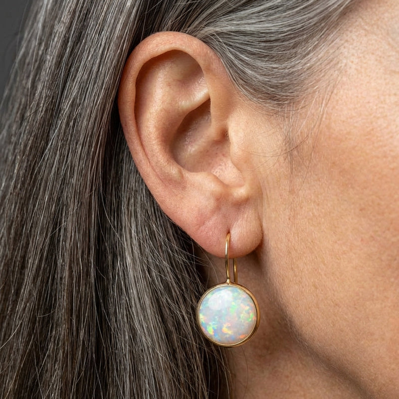 White Opal Earrings