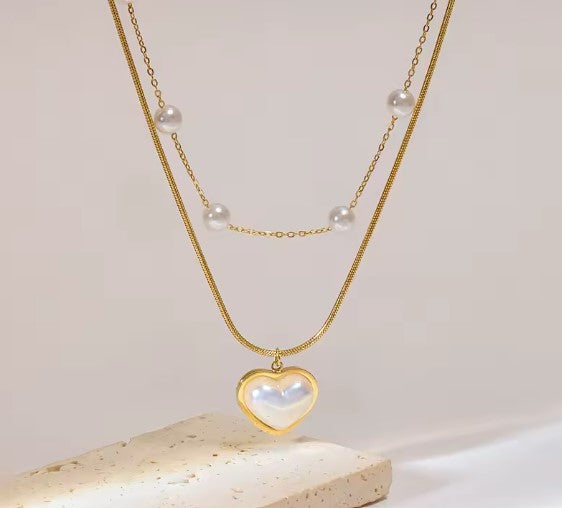 White Pearl Heart Gold