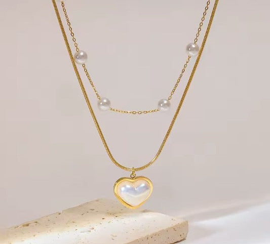 White Pearl Heart Gold