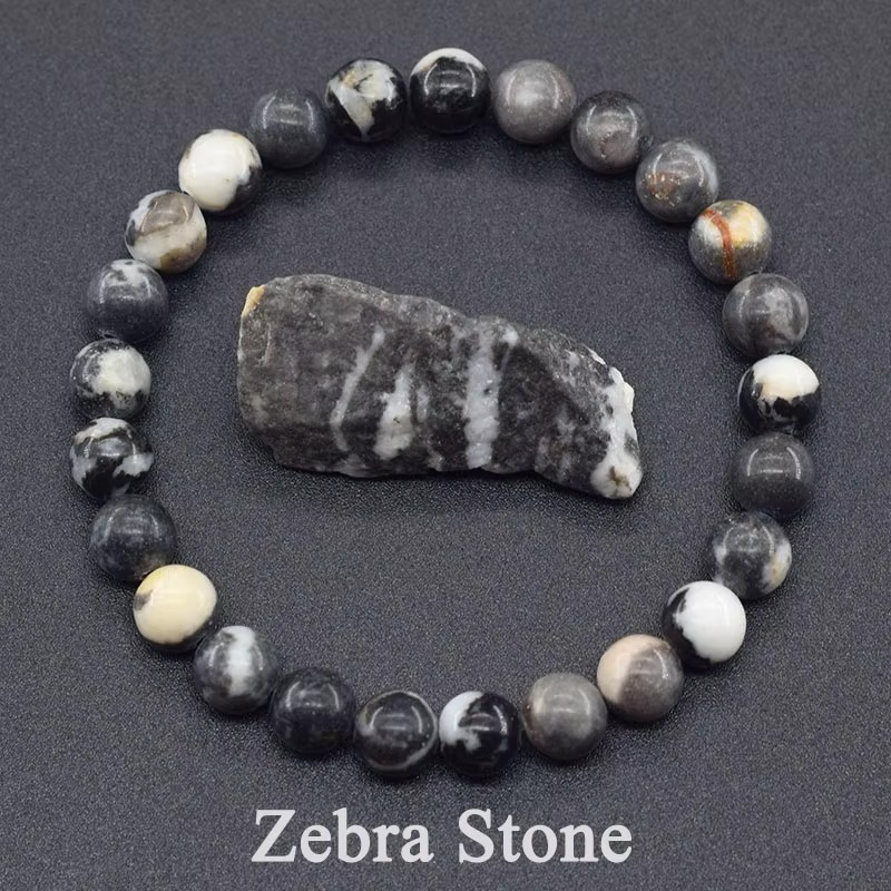 Zebra Stone Beaded Bracelet
