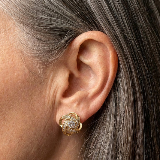 Zirconia Sphere Earrings in Gold