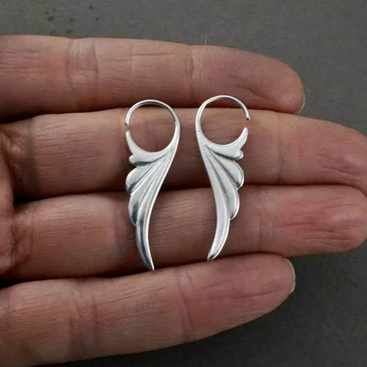 Silver Wings Hoop Earrings