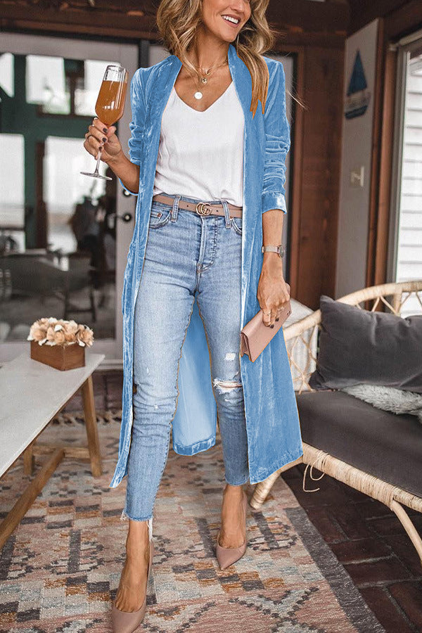 LD | stijlvolle lange fluwelen jas