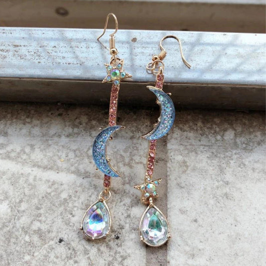 Boho Moon With Zirconia Earrings In Silver