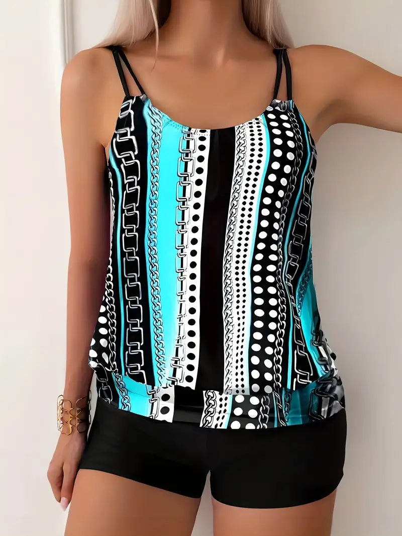 LD | Gestreepte tankini met print