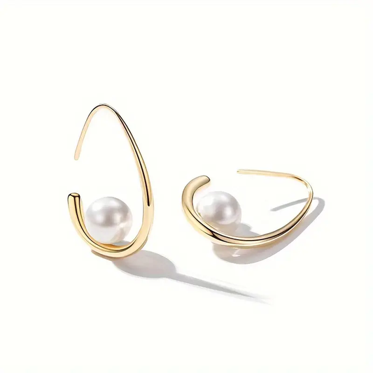Elegant Pearl And Gold Earrings