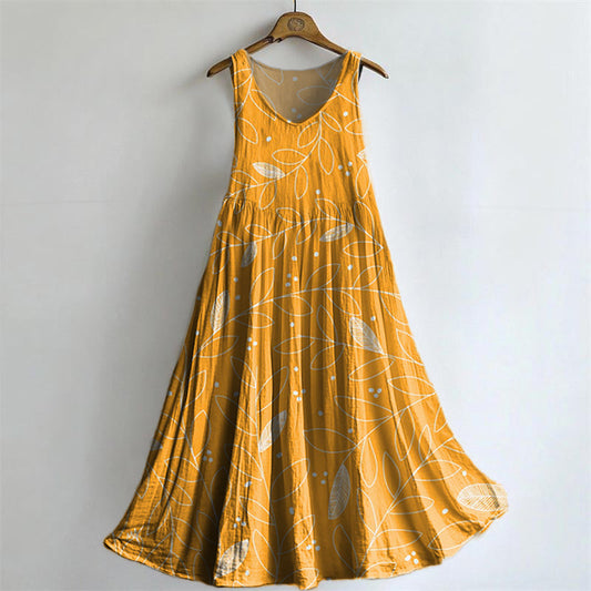 Women's Botanical Embellished Pattern Art Print Round Neck Sleeveless