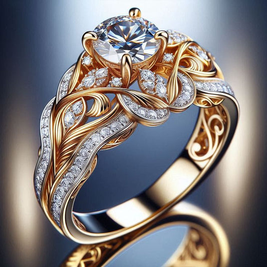 Exotic White Gold Hollow Zirconia Ring