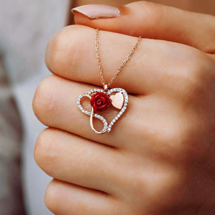 Rose Kiss Heart Necklace