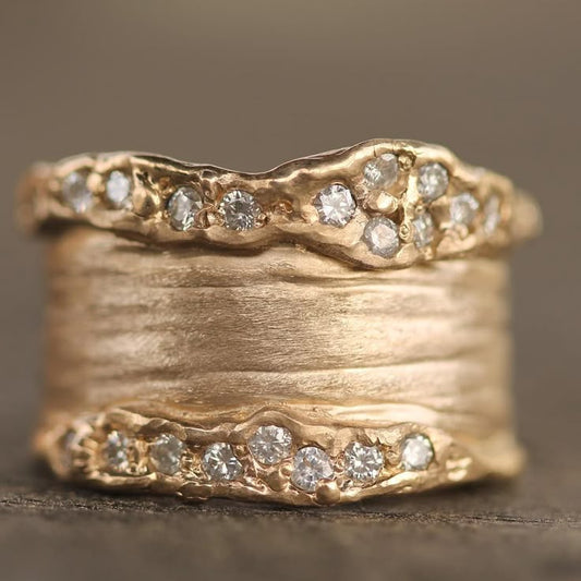 Golden Zirconia Thick Ring