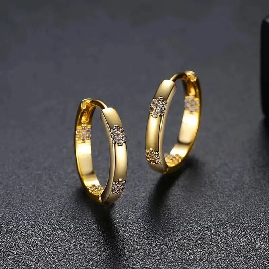 Golden Flower Hoop Earrings