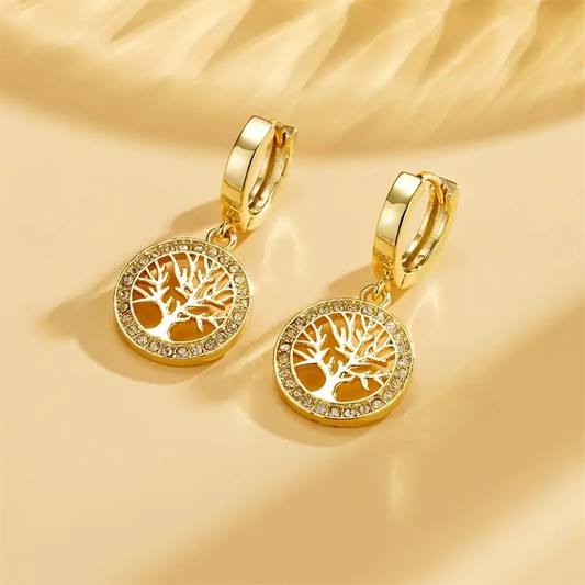 Tree Of Life Golden Bright Earrings