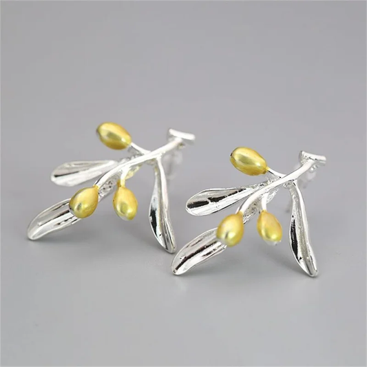 Silver Gold Beans Earrings