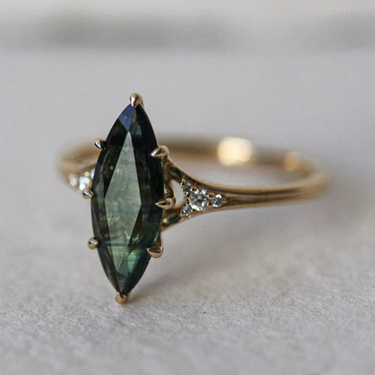 Oval Green Stone Gold Ring