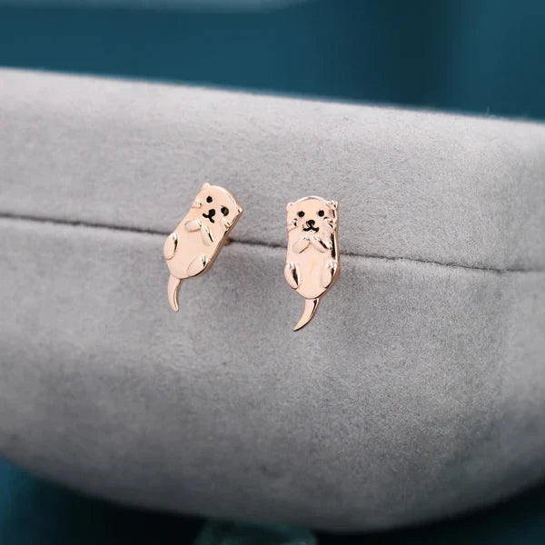 Otter Stud Earrings In Sterling Silver
