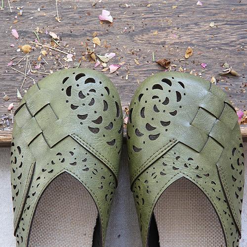 LD | Ademende leren flats in vintage stijl