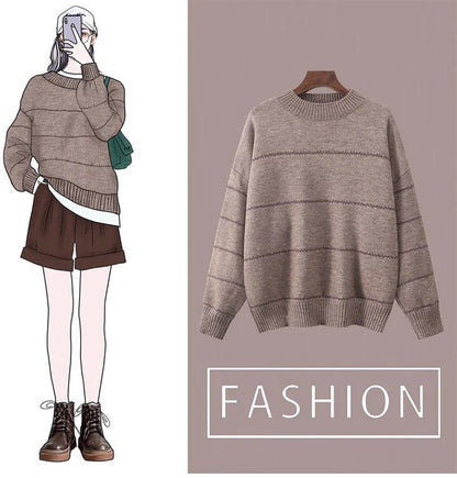 LD Gestreepte gebreide leuke trui