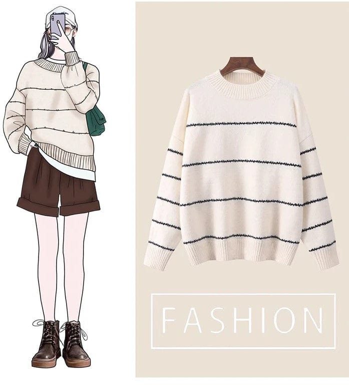 LD Gestreepte gebreide leuke trui