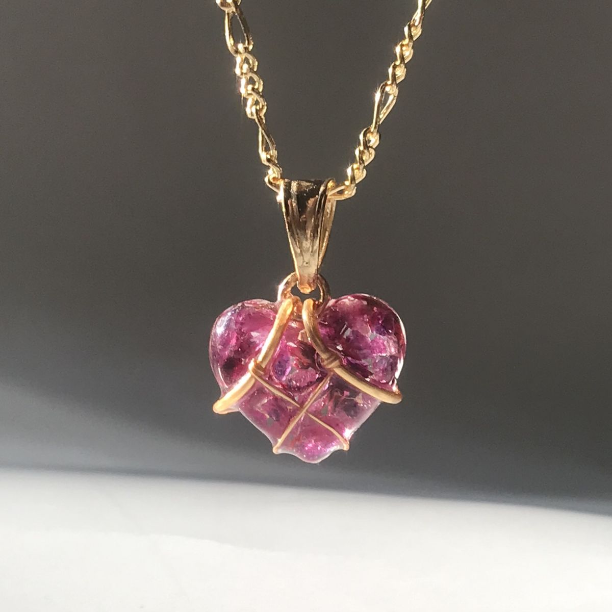Pink Heart Wrapped Necklace