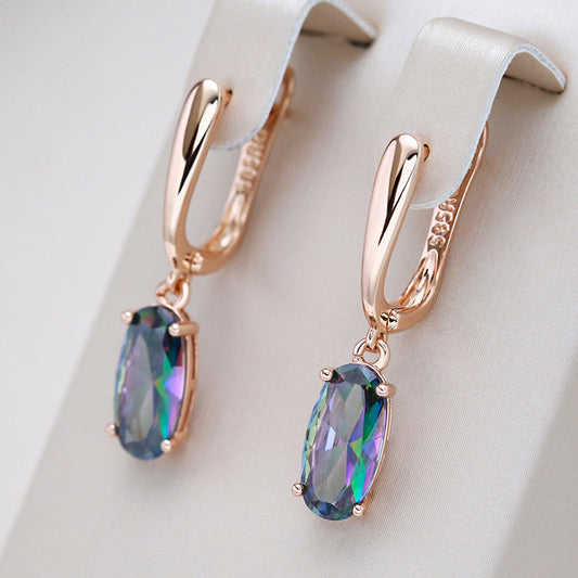 Elegant Blue Crystal Earrings In Gold