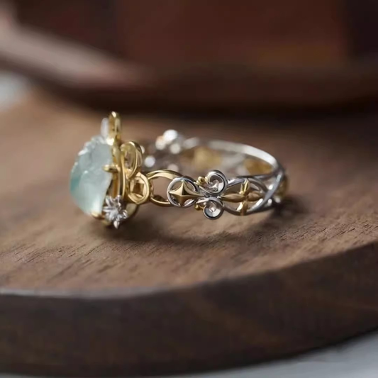 Vintage Ring In Gold And Silver With Moon Crystals