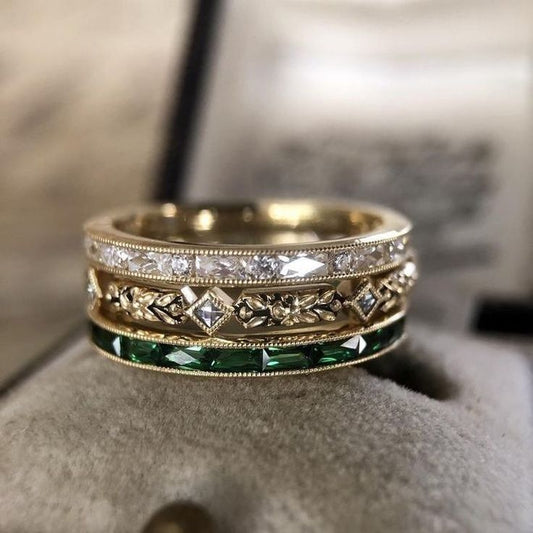 Elegant Crystalline Ring Set