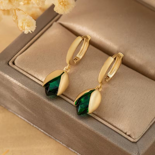 Green Teardrop Earrings
