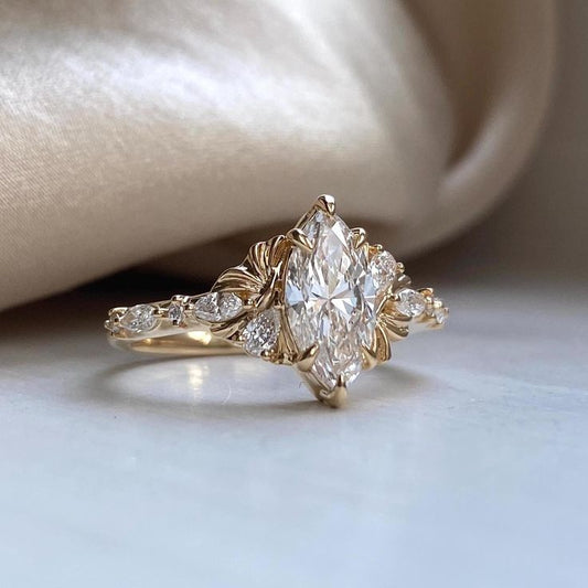 Elegant White Crystalline Gold Ring