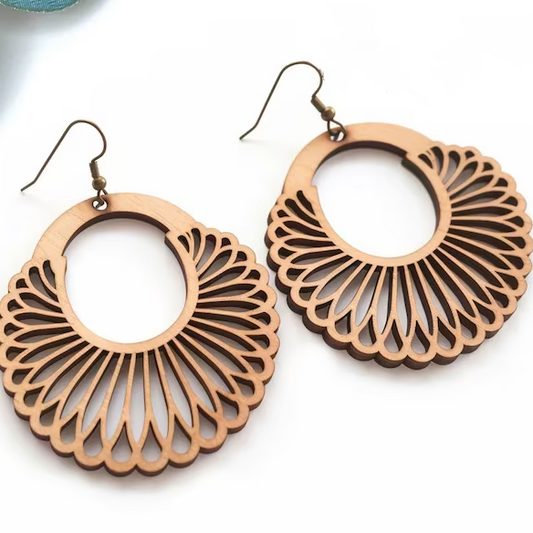 Wood Mandala Earrings