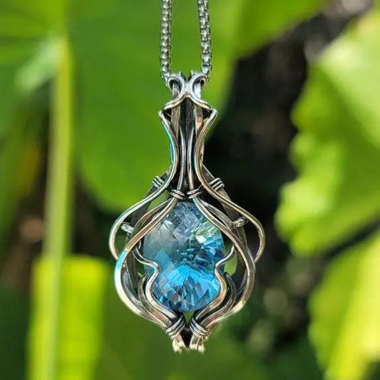 Vintage Blue Necklace In Silver