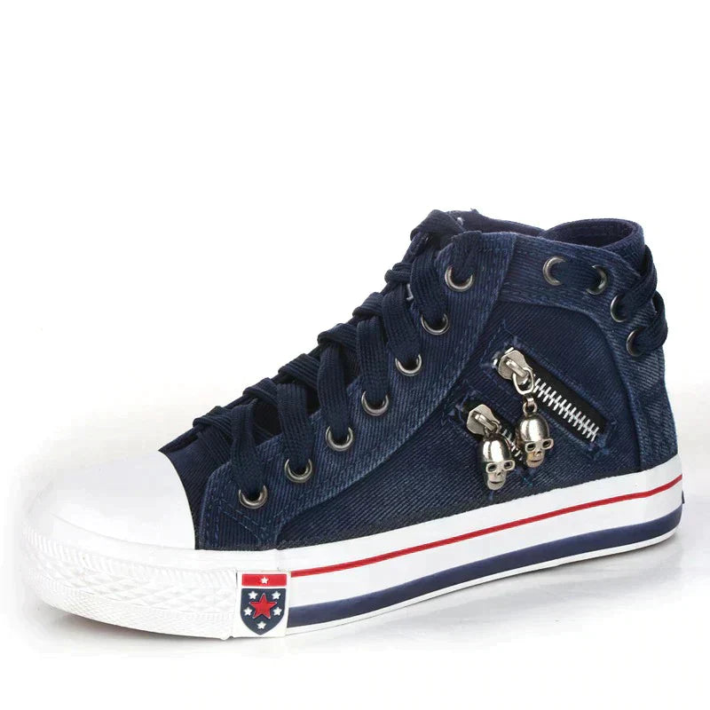 LD | Denim sneakers met witte zolen