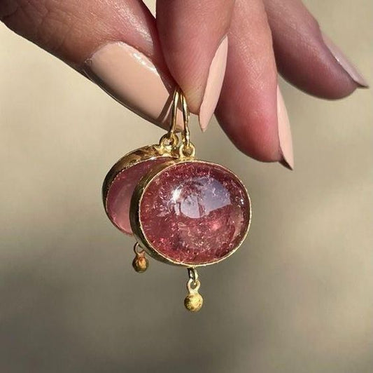 Red Rounded Glass Earrings